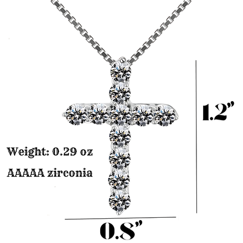 925 Sterling Silver Crystal Cross Necklace