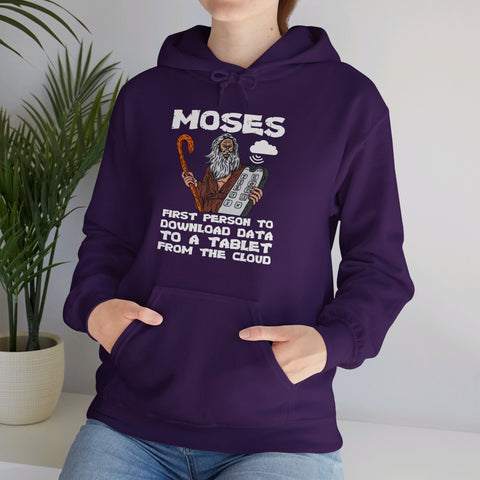 "Moses: First Person to Download Data to a Tablet from the Cloud" Women's Hoodie