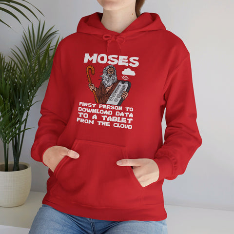 "Moses: First Person to Download Data to a Tablet from the Cloud" Women's Hoodie