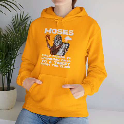 "Moses: First Person to Download Data to a Tablet from the Cloud" Women's Hoodie