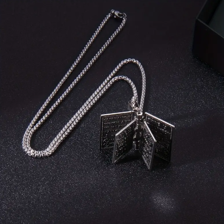 Openable Holy Bible Pendant Necklace - Christian Jewelry for Men & Women