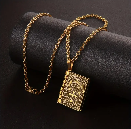 Openable Holy Bible Pendant Necklace - Christian Jewelry for Men & Women